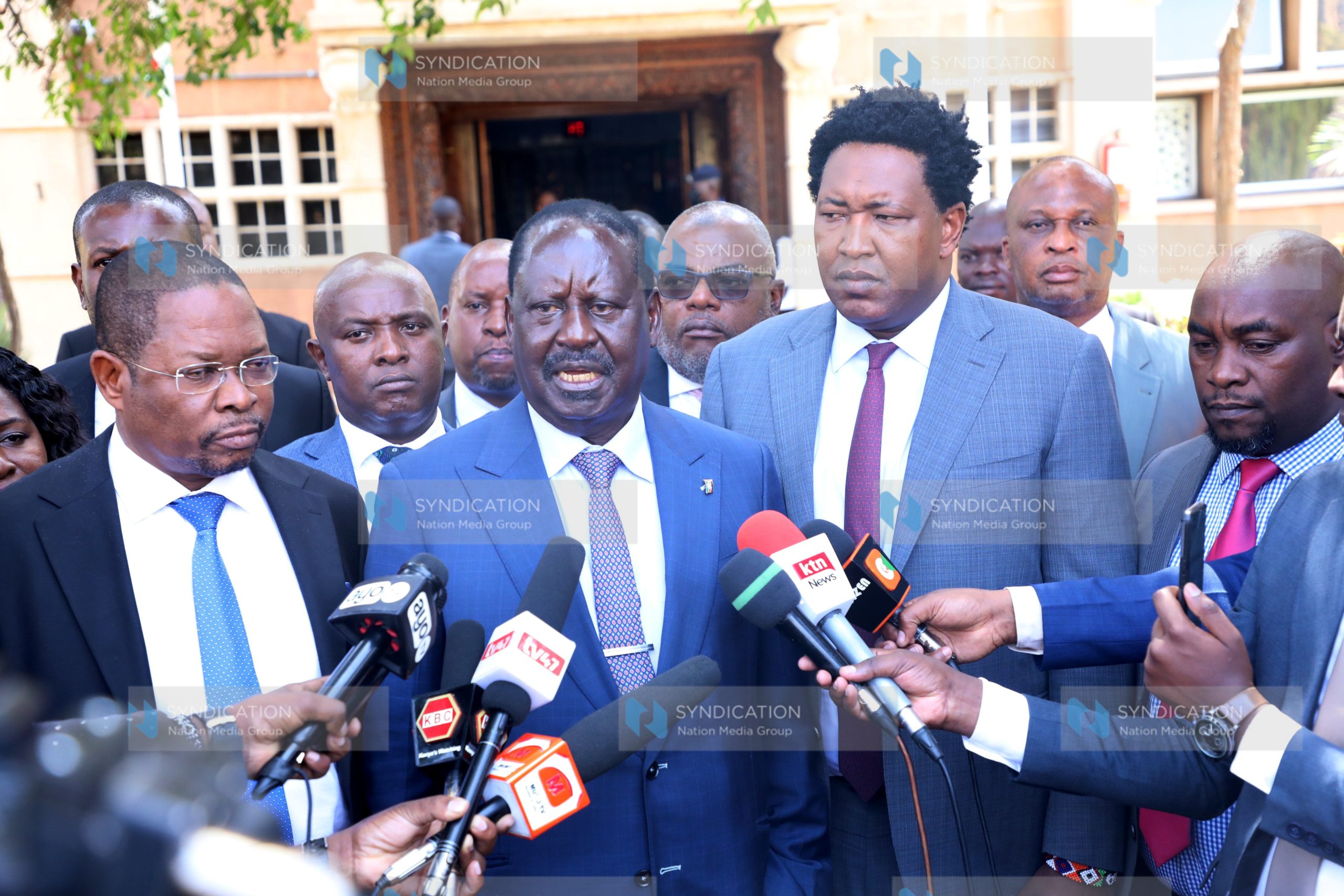 Azimio members addressing journalists