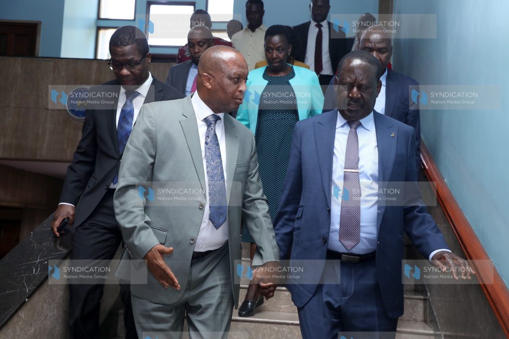 Raila Odinga accompanied by Kwale senator Issa Boy Juma