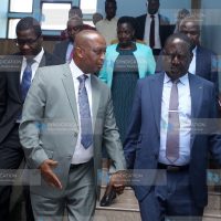 Raila Odinga accompanied by Kwale senator Issa Boy Juma