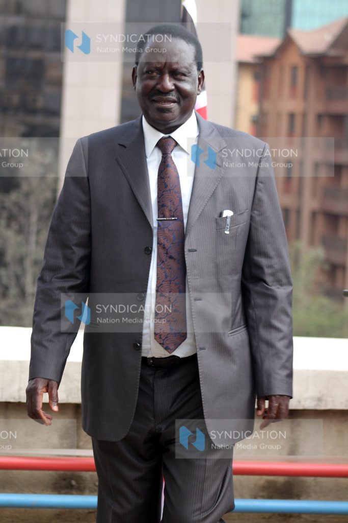 Raila Odinga after addressing the media at his office in Capitol Hill