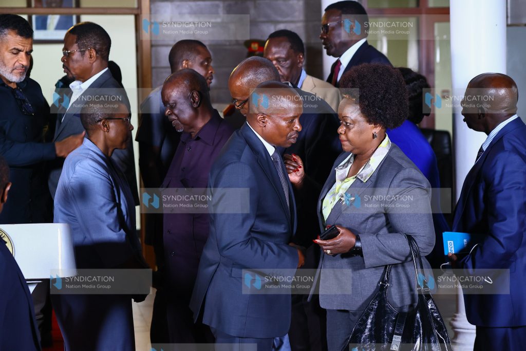 Deputy President Kithure Kindiki interacts with Suba North MP Millie Odhiambo