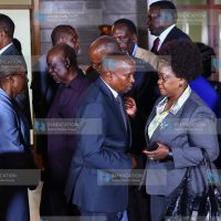 Deputy President Kithure Kindiki interacts with Suba North MP Millie Odhiambo