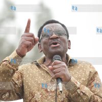 Siaya Senator James Orengo addresses mourners