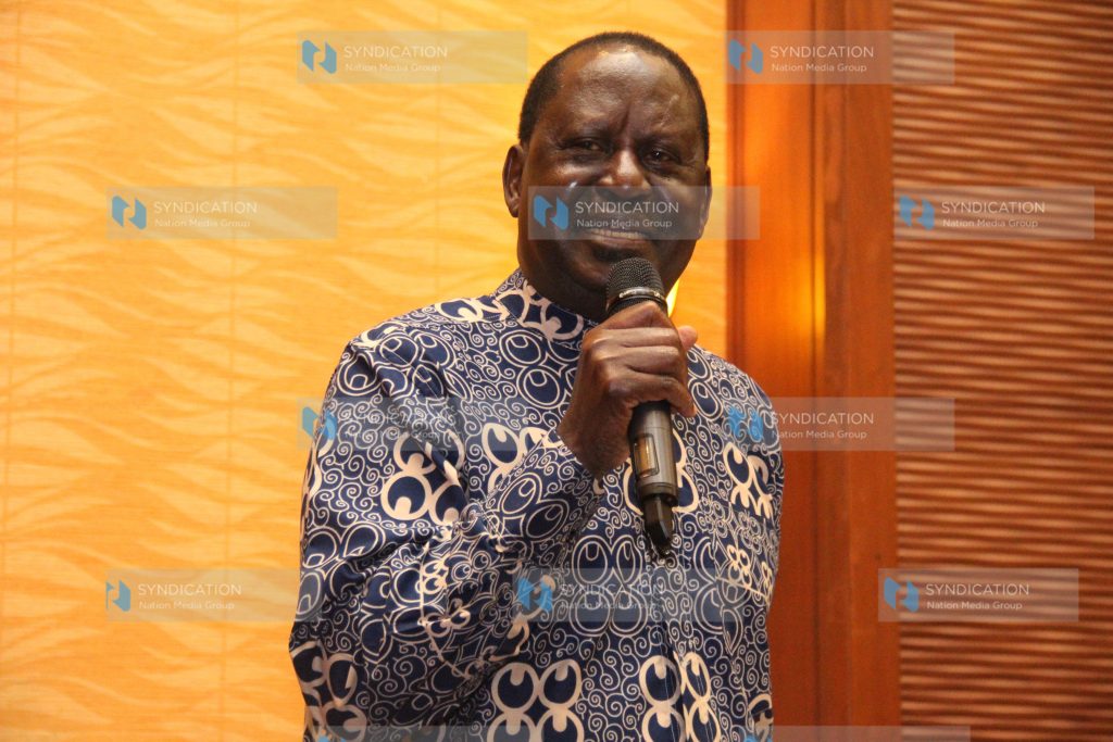 Former Prime Minister Raila Odinga at Serena Hotel