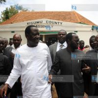 Raila Odinga, Kisumu County Senator Professor Anyang Nyong'o and a section of Kisumu County leaders