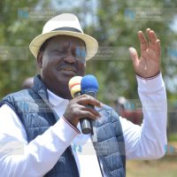 ODM leader Raila Odinga speaks during his nephew Jack Jaoko Oburu’s housewarming celebration