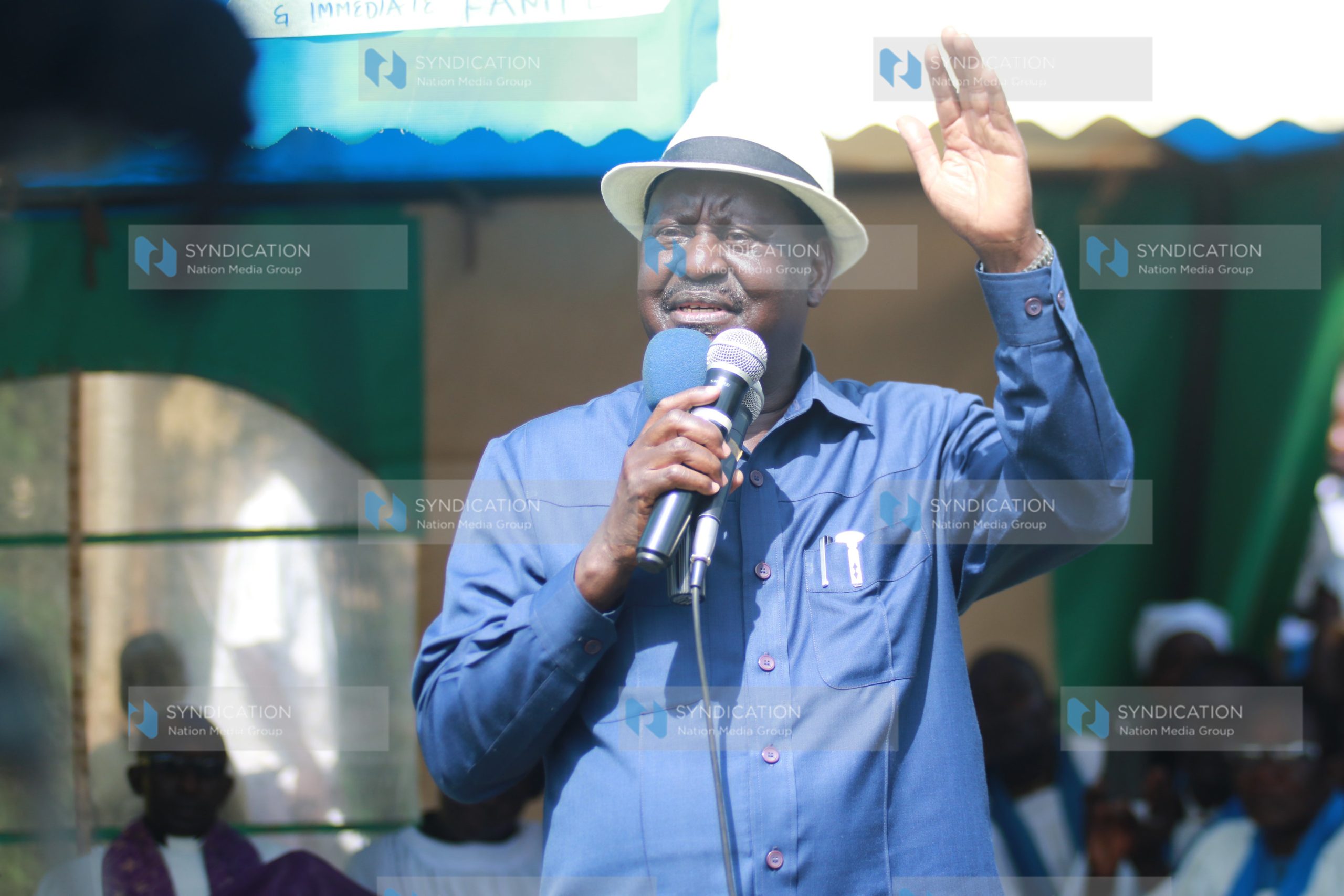 Nasa leader Raila Odinga addresses mourners at Ugenya in Siaya County