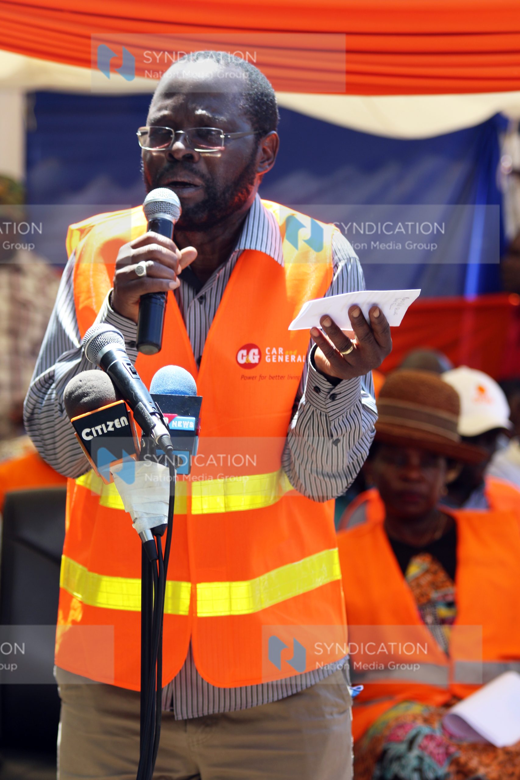 Kisumu Senator Professor Anyang Nyong’o addresses a group of bodaboda riders