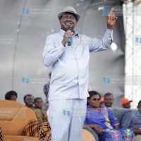Raila Odinga addresses supporters during Nyatike MP Tom Adege’s homecoming ceremony