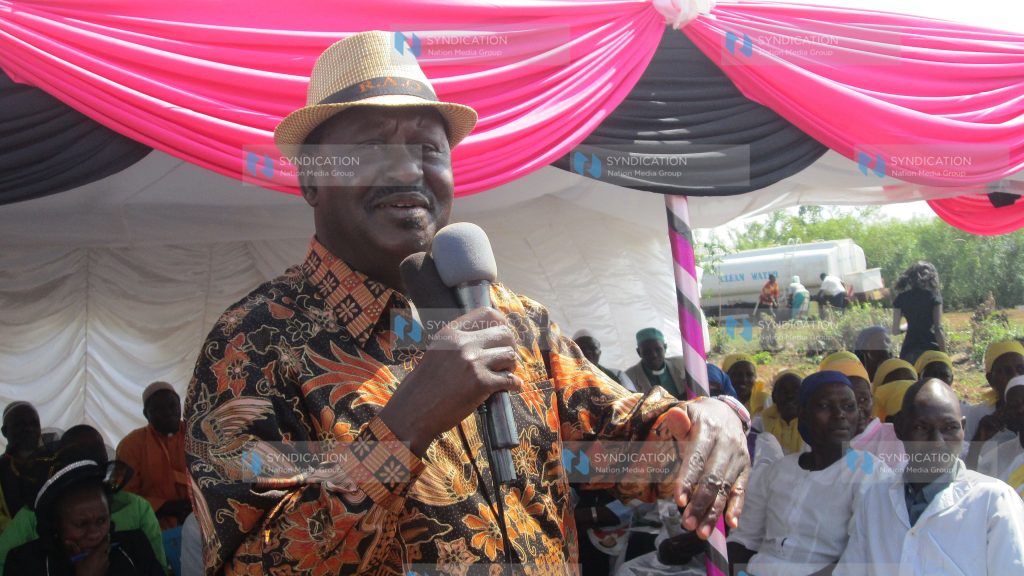 Former Prime Minister Raila Odinga addresses supporters