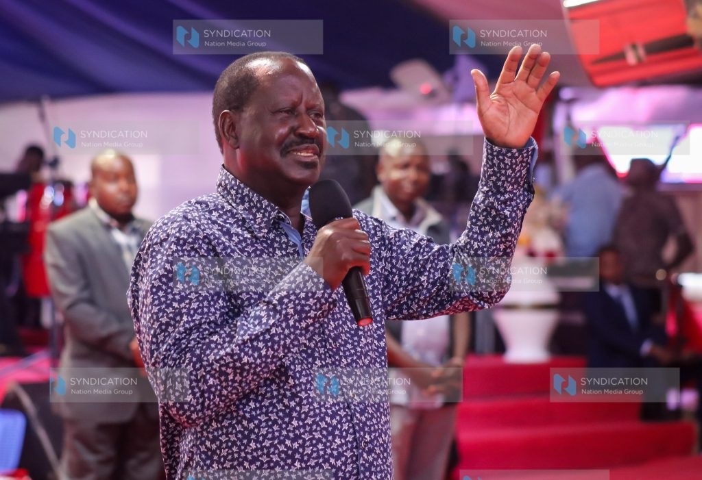 Azimio la Umoja coalition leader Raila Odinga address faithfuls