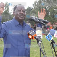 Former Prime Minister Raila Odinga addresses attendees