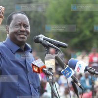 Former Prime Minister Raila Odinga addresses attendees