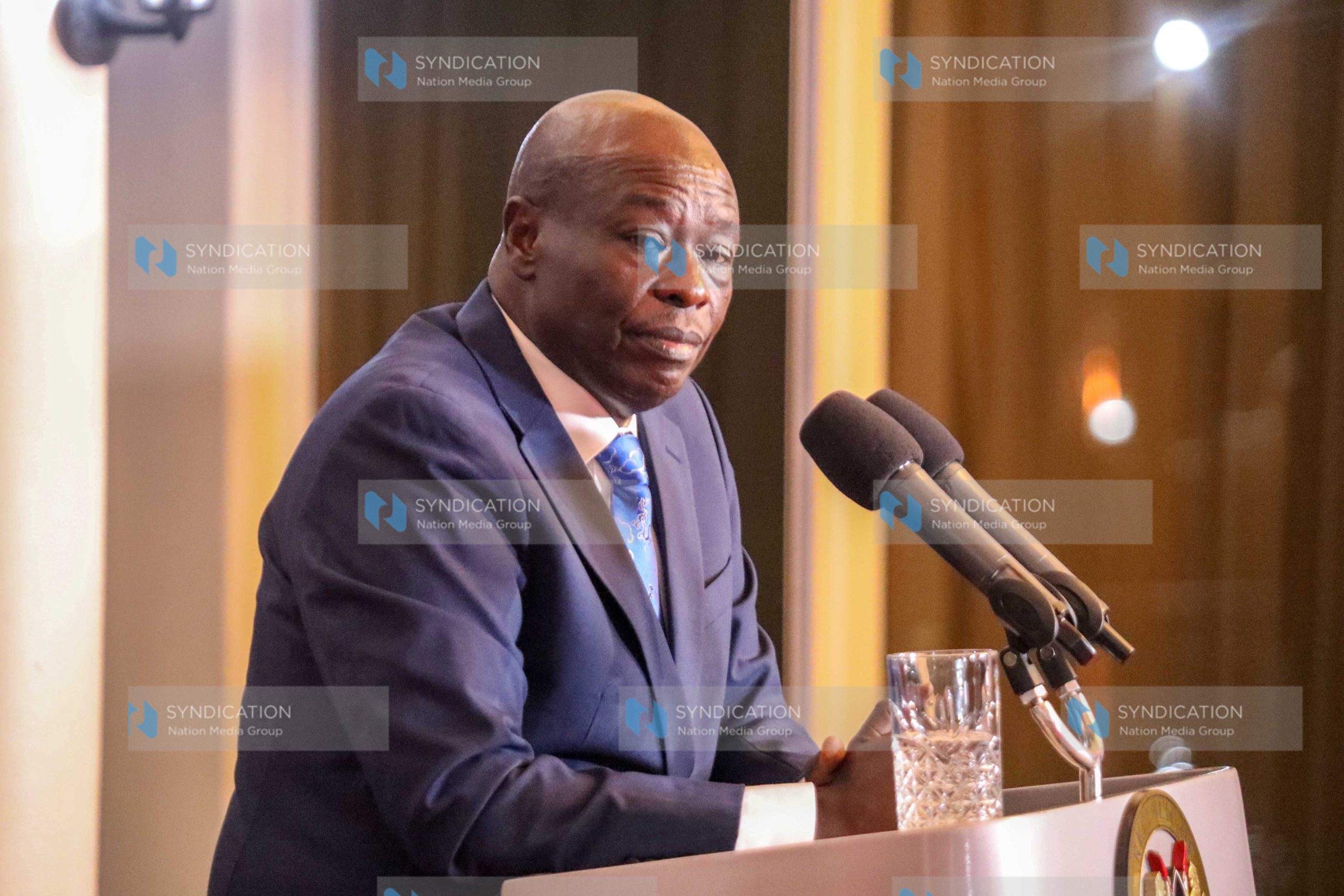 Deputy President Rigathi Gachagua addressing the media