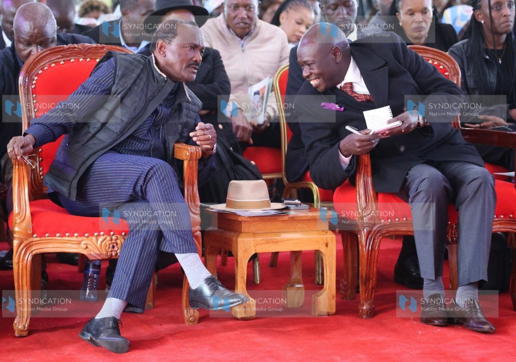 Rigathi Gachagua chats with Wiper Party leader Kalonzo Musyoka