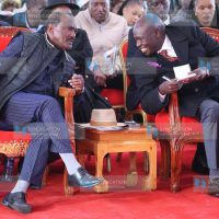 Rigathi Gachagua chats with Wiper Party leader Kalonzo Musyoka