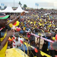 William Ruto addresses a rally at Kipchoge Stadium in Kapsabet