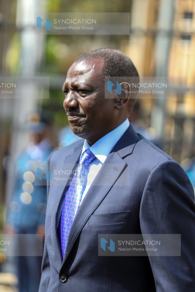 President William Ruto outside Parliament buildings Nairobi