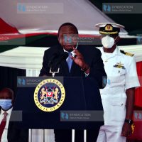 President Uhuru Kenyatta makes his address during the Flagging-Off Vehicles