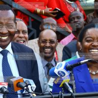 Cabinet Secretary for Interior and Co-ordination Joseph Ole Nkaissery of National Government, and his Principal Secretary Monica Juma