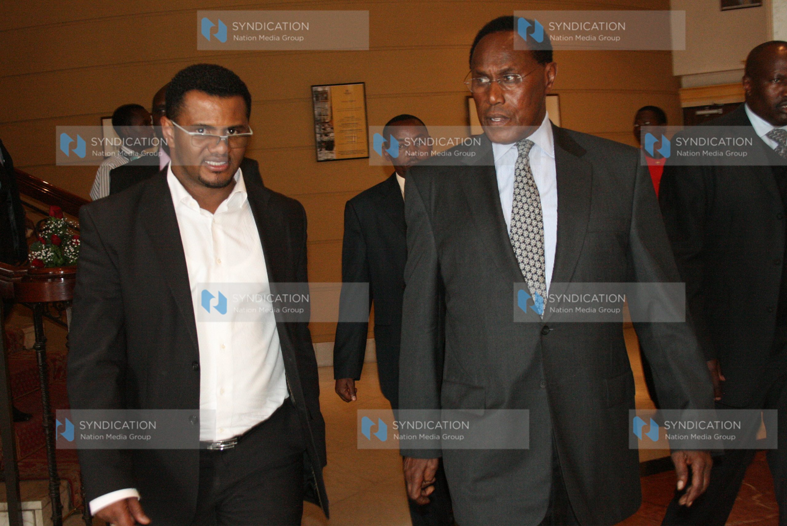 Internal Security Minister Professor George Saitoti and Commissioner Hassan Omar