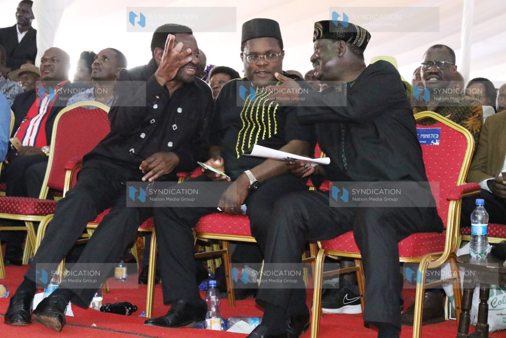 Opposition Leader Raila Odinga senate speaker Ken Lusaka and Siaya senator James Orengo
