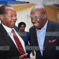 Nyeri Senator Ephrahim Maina with Baringo Senator Gideon Moi