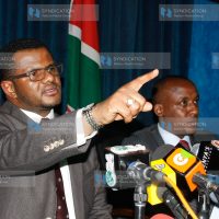 Mombasa Senator, Hassan Omar addresses the media at the Senate