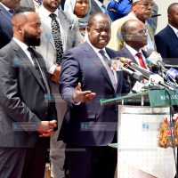 Mombasa Governor Hassan Joho, Interior Cabinet Secretary Dr Fred Matiang'i and Transport Cabinet Secretary James Macharia