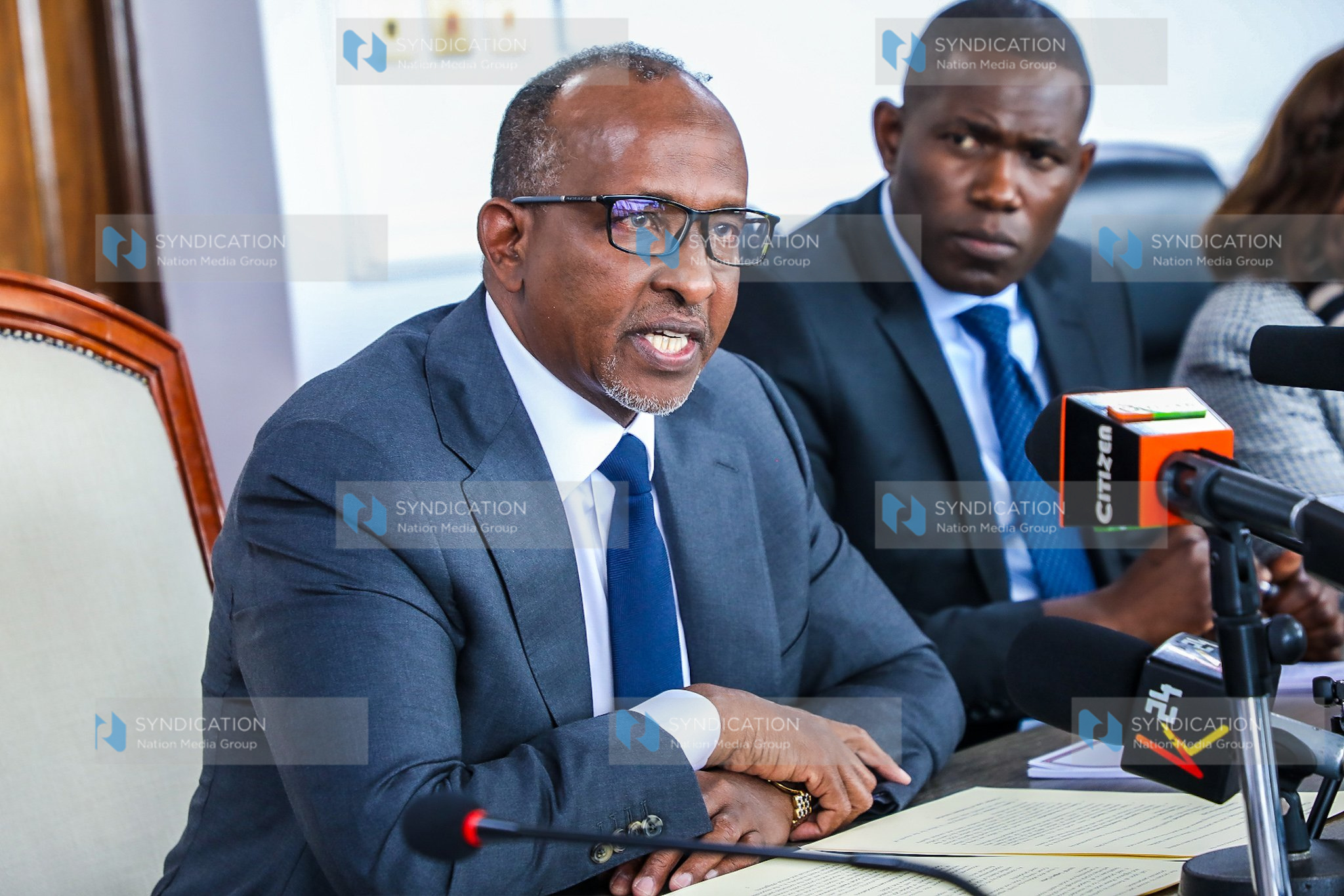 Health Cabinet Secretary Aden Duale with Medical Services Principal Secretary Dr. Ouma Oluga