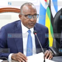 Health Cabinet Secretary Aden Duale speaks at the Ministry of Health