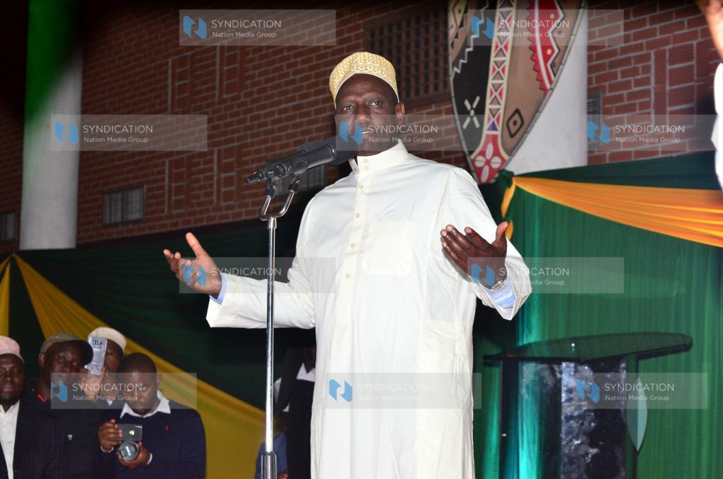 Deputy President William Ruto makes his speech during celebrations to mark Iftar