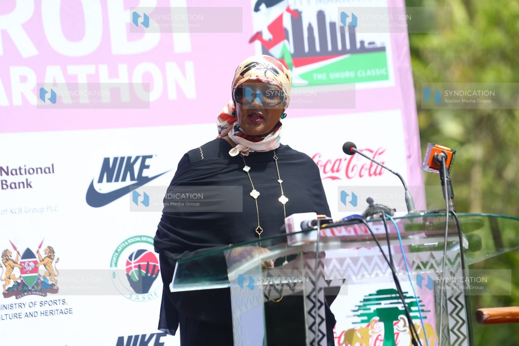 Sports CS Amina Mohamed address a presser