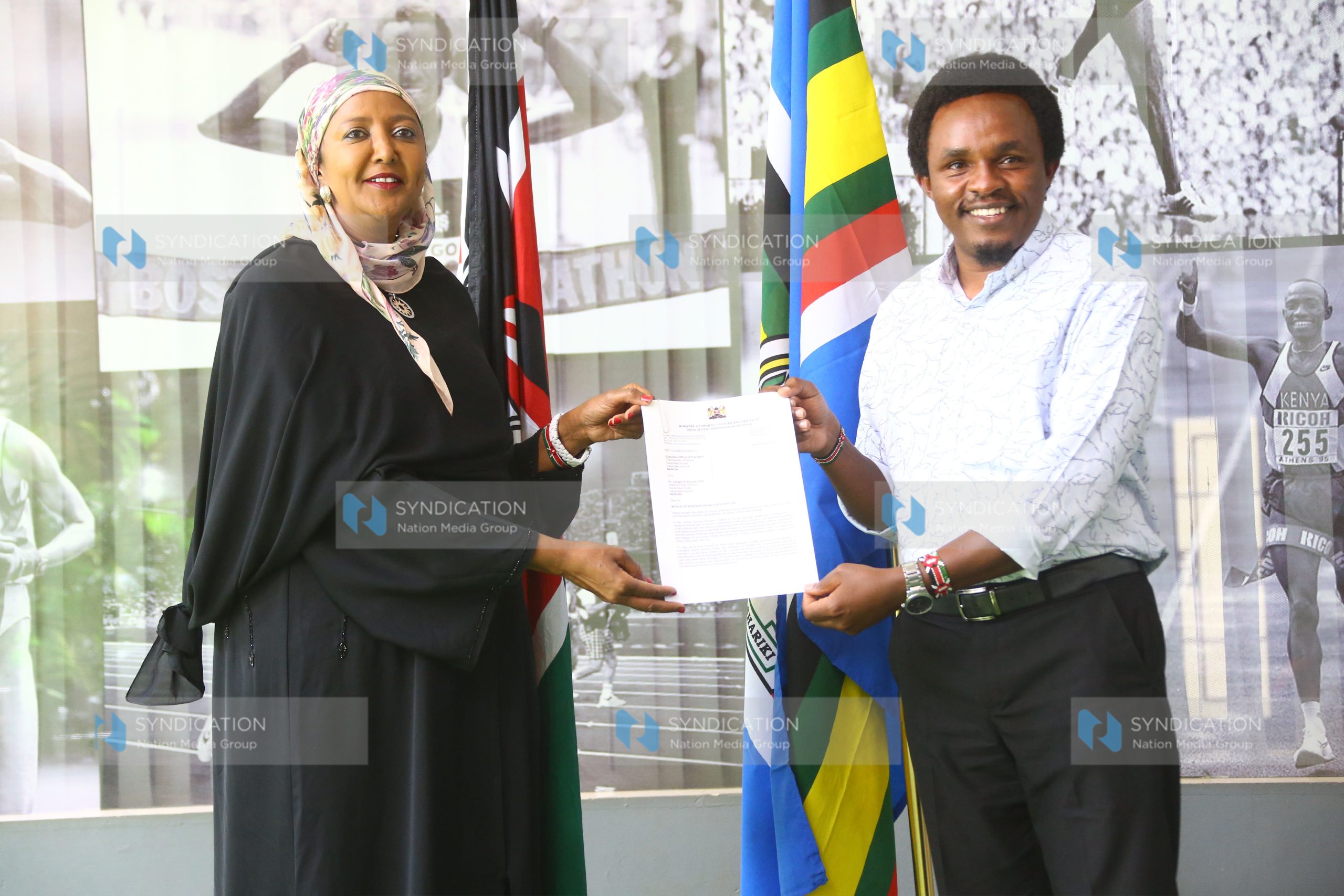 Amb. Dr. Amina Mohamed Cabinet Secretary for Sports, Culture and Heritage, receives resignation letter from CAS Zack Kinuthia