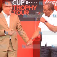 President Uhuru Kenyatta has a chat with Cabinet Secretary Tourism Najib Balala