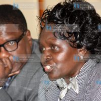 Minister for Higher Education Prof. Margaret Kamar with Assistant Minister Kilemi Mwiria