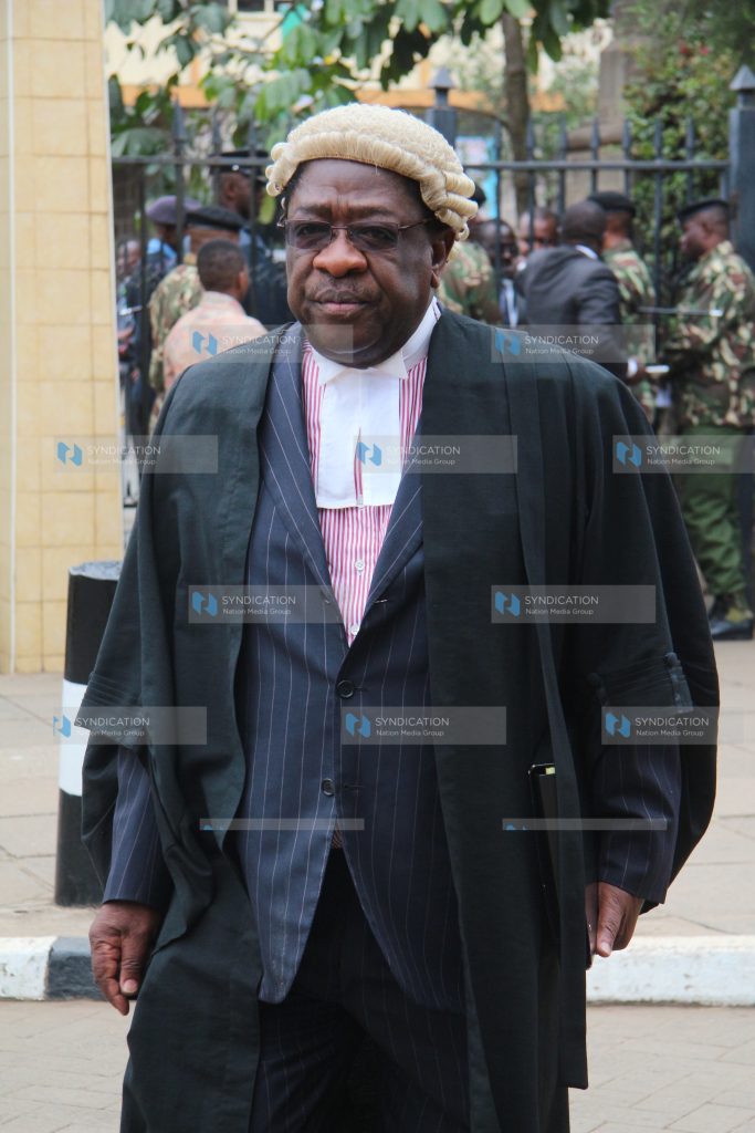 Lawyer Amos Wako makes his way to the Supreme Court