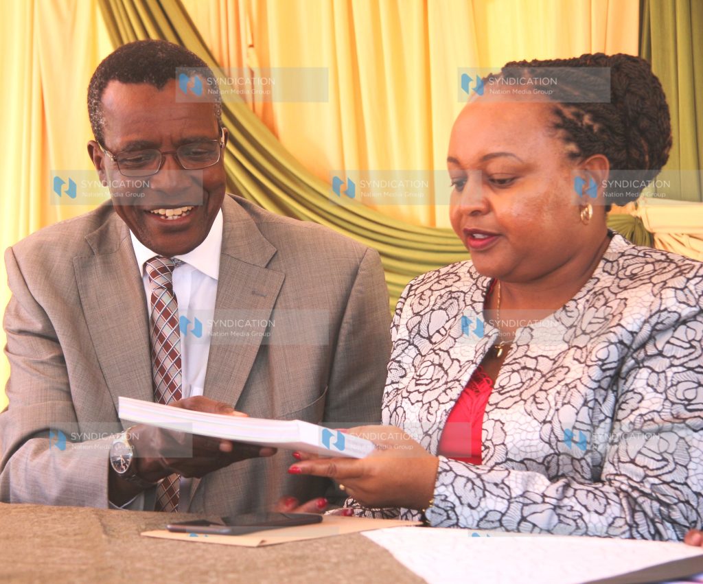 Chief Justice David Maraga with Kirinyaga Governor Anne Waiguru