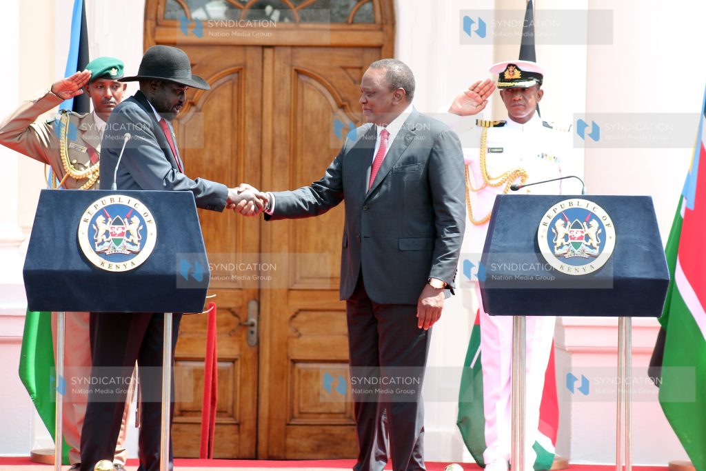 President Uhuru Kenyatta and President of Republic of South Sudan Salva Kiir Mayardit