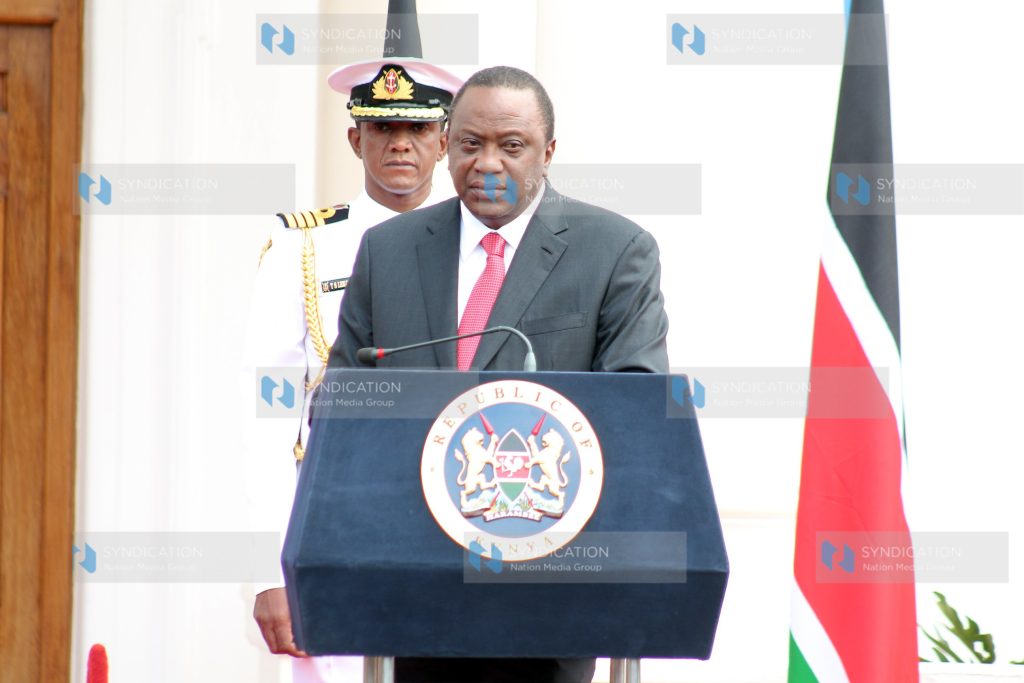 President Uhuru Kenyatta during the press at state house