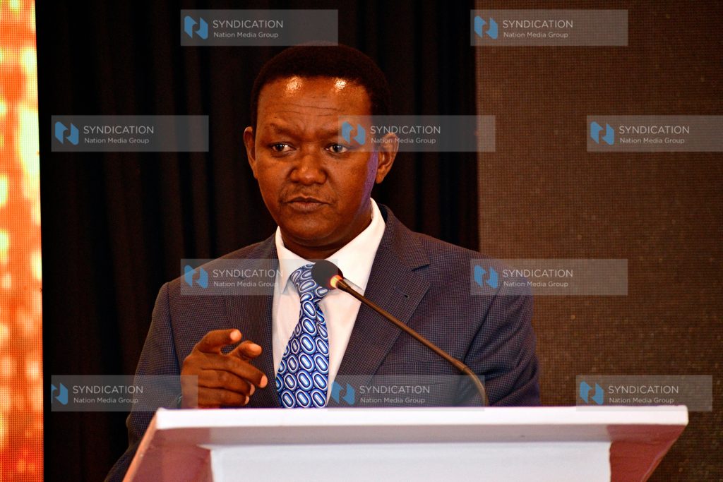 Ministry of Tourism and Wildlife Cabinet Secretary Hon. Dr. Alfred Mutua makes his remarks during the Sarova Hotels 50th Anniversary Celebrations