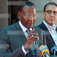 Cabinet Secretary Internal Security Joseph Ole Nkaissery with his Tourism counterpart Najib Balala