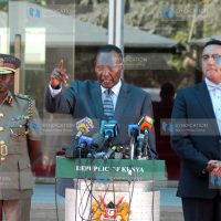 Cabinet Secretary Internal Security Joseph Ole Nkaissery with his Tourism counterpart Najib Balala