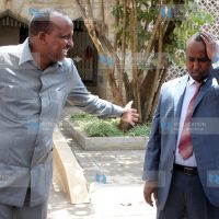 Majority Leader Aden Duale shares a word with Suna East MP Junet Mohamed