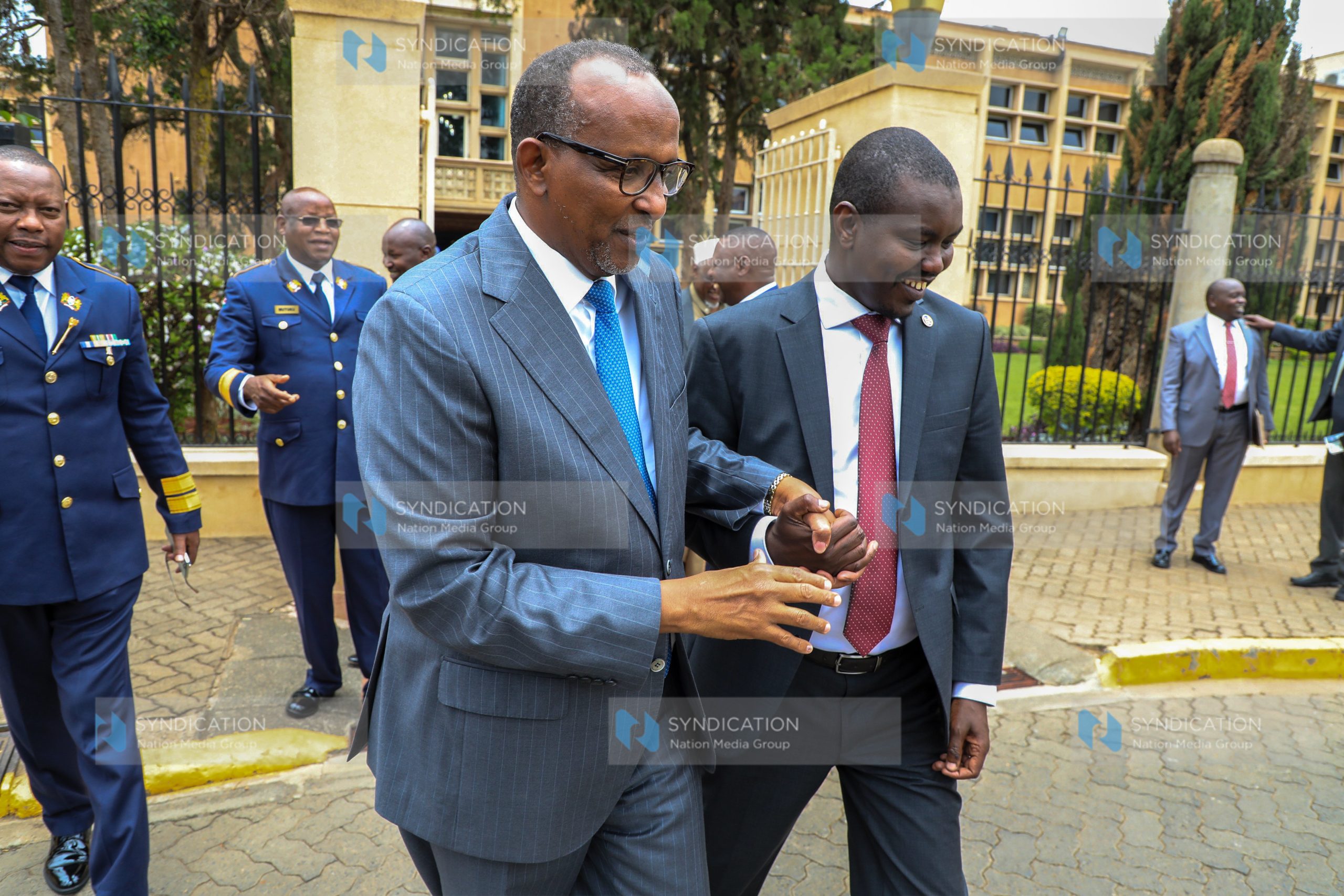 Cabinet Secretary Ministry of Defence Aden Bare Duale and Uasin Gishu senator Jackson Mandago