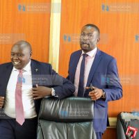 Nandi Senator Samson Cherarkey and Nairobi Senator Edwin Sifuna