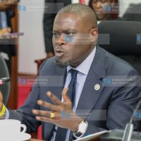 Nairobi City County Governor Johnson Sakaja appears before the Senate’s County Public Investments Committee