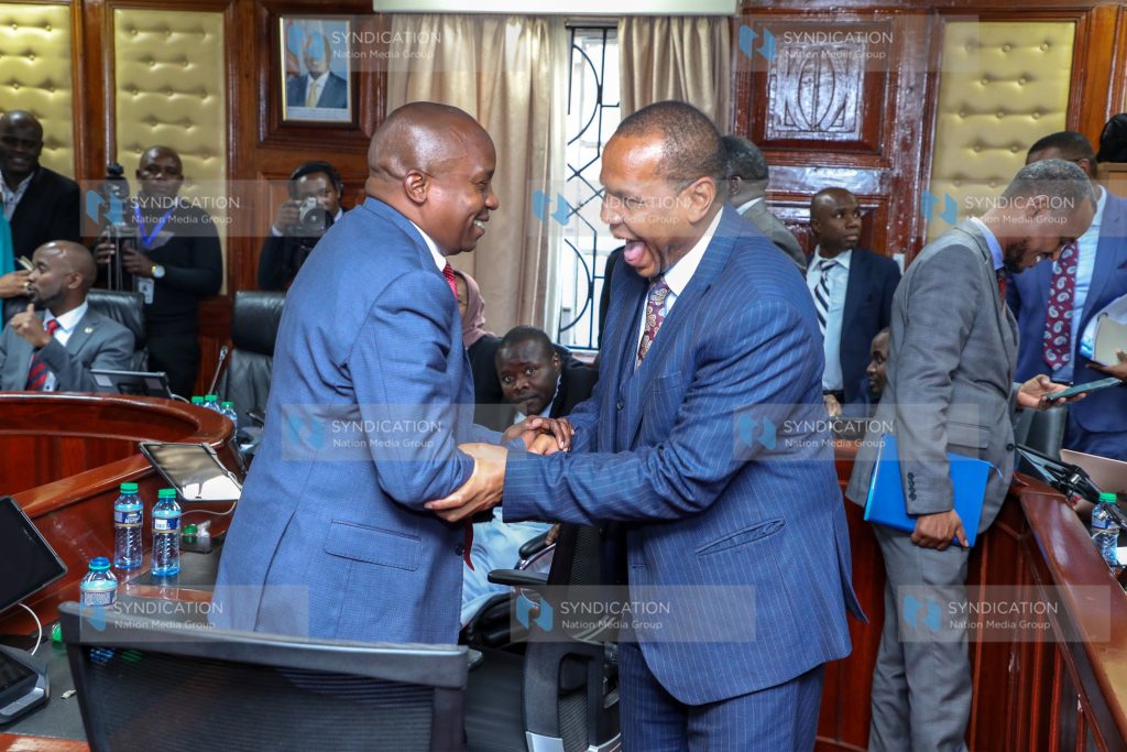 Interior Cabinet Secretary Prof Kithure Kindiki with Tana River Senator Danson Mungatana