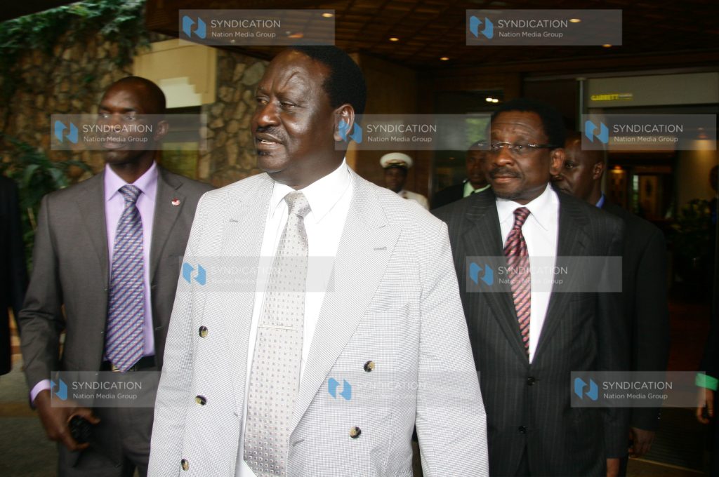 Prime Minister Raila Odinga, alongside Lands Minister James Orengo