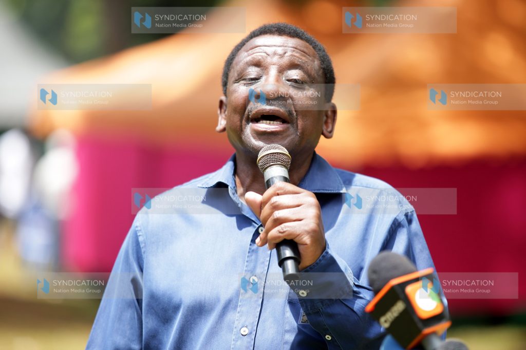 Siaya Senator James Orengo addresses mourners